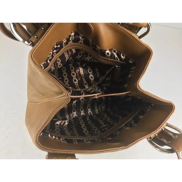 Tignanello Hobo Bag Purse Womens Brown Leather Double Handles Adjustable - Picture 5 of 6